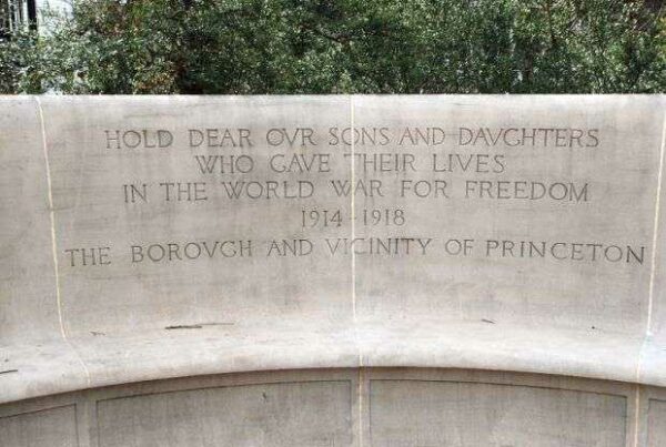 PRINCETON WAR MEMORIAL BENCH DEDICATION STONE