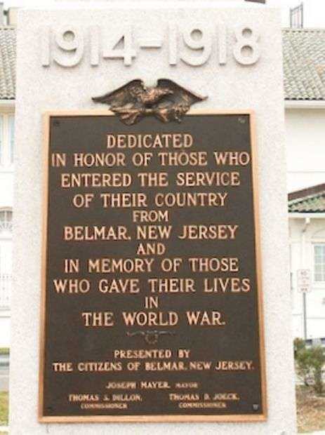 BELMAR WORLD WAR MEMORIAL PLAQUE A