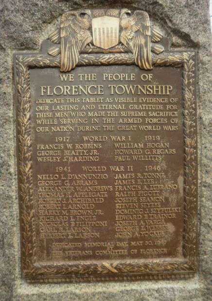 FLORENCE TOWNSHIP WAR MEMORIAL PLAQUE B