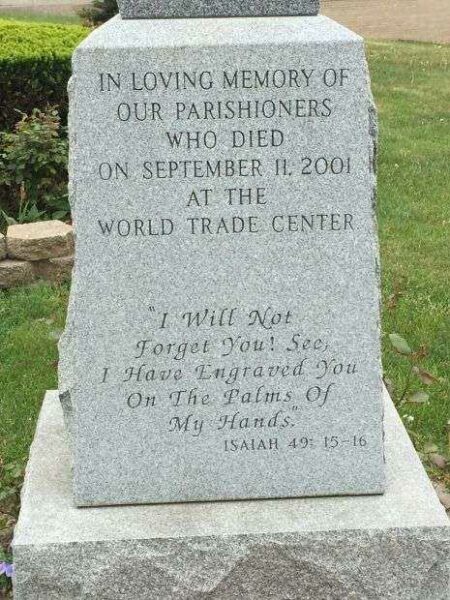 ST. TERESA SEPTEMBER 11, 2001 WAR MEMORIAL DEDICATION STONE