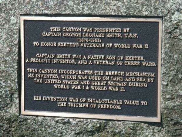 CAPTAIN GEORGE LEONARD SMITH WAR MEMORIAL CANNON PLAQUE