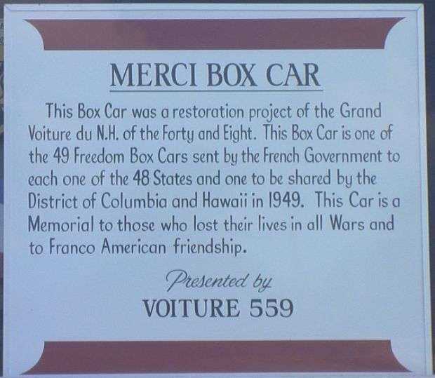 MERCI BOX CAR WAR MEMORIAL PLAQUE