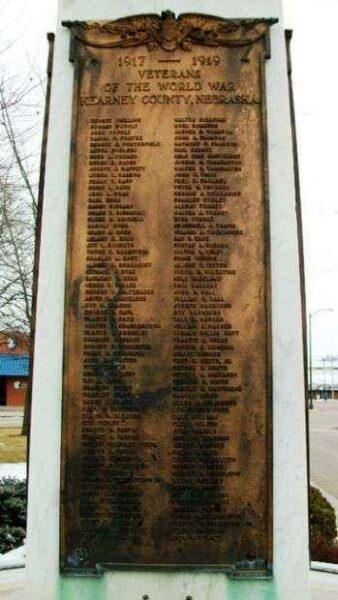 KEARNEY COUNTY WORLD WAR VETERANS MEMORIAL PLAQUE D