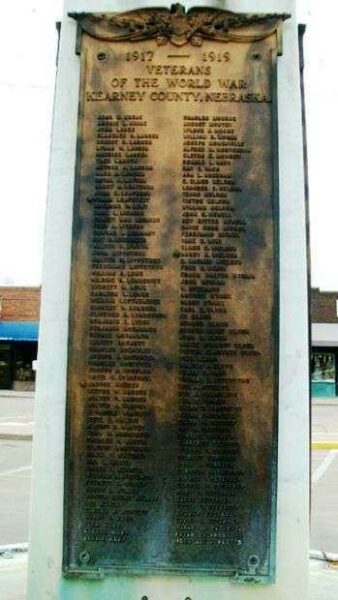 KEARNEY COUNTY WORLD WAR VETERANS MEMORIAL PLAQUE C