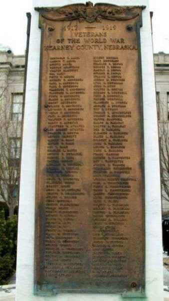 KEARNEY COUNTY WORLD WAR VETERANS MEMORIAL PLAQUE A