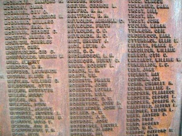 POLK COUNTY WORLD WAR HONOR ROLL MEMORIAL PLAQUE K