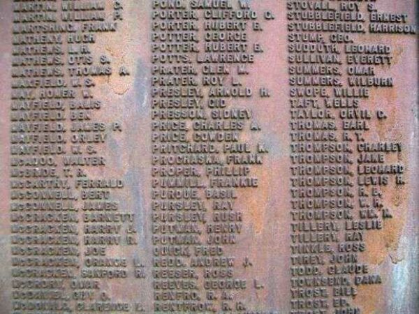 POLK COUNTY WORLD WAR HONOR ROLL MEMORIAL PLAQUE J