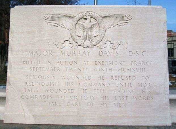 MAJOR MURRAY DAVIS WAR MEMORIAL BACK