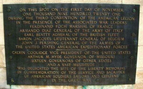 LIBERTY MEMORIAL DEDICATION PLAQUE