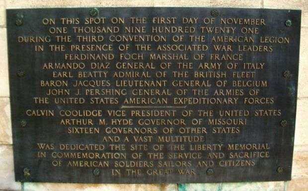 LIBERTY MEMORIAL DEDICATION PLAQUE