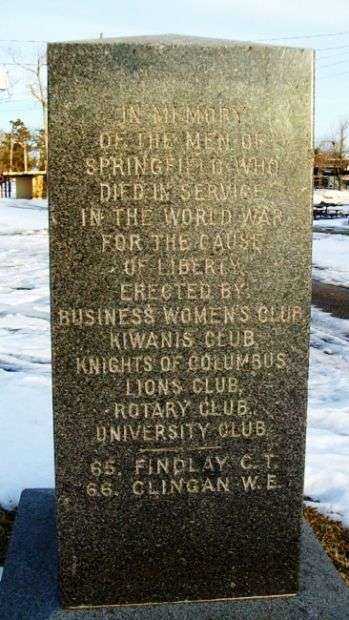 SPRINGFIELD WORLD WAR MEMORIAL SIDE A