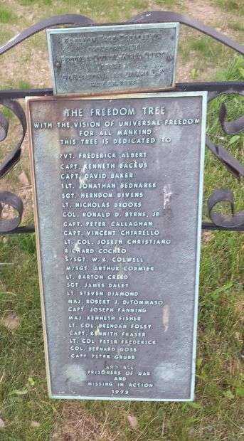 THE FREEDOM TREE PVT. FREDERICK ALBERT MEMORIAL PLAQUE