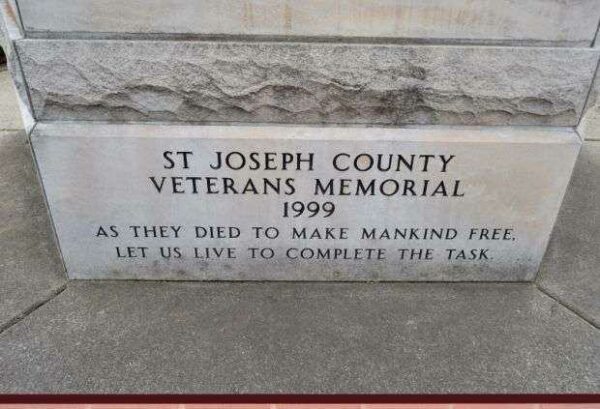 ST. JOSEPH COUNTY VETERANS MEMORIAL DEDICATION STONE