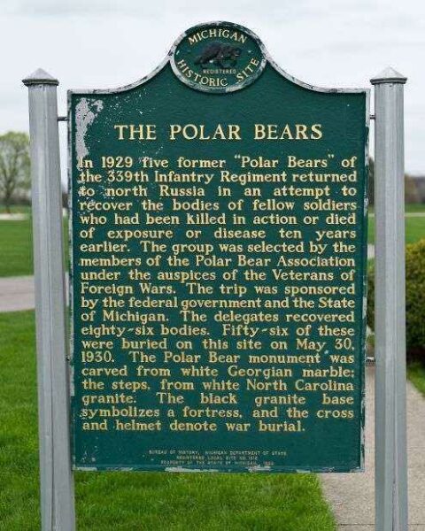 THE POLAR BEARS WAR MEMORIAL MARKER BACK