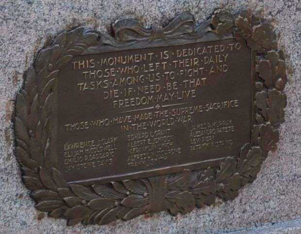 FRANKLIN WORLD WAR I MEMORIAL PLAQUE