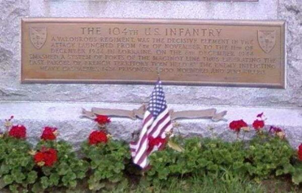 THE 104TH U.S. INFANTRY WAR MEMORIAL PLAQUE B