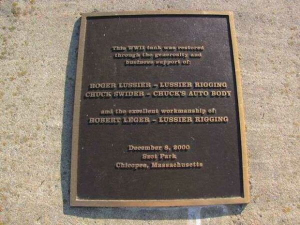FRANK J SZOT MEMORIAL PARK WWII TANK PLAQUE