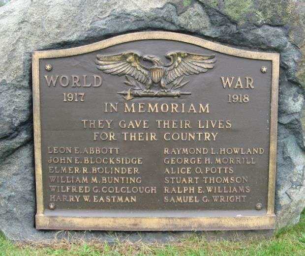 SWAMPSCOTT WORLD WAR I MEMORIAL PLAQUE