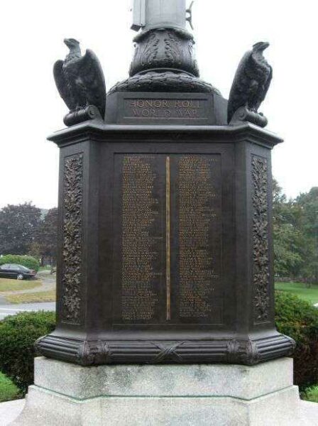 SWAMPSCOTT WORLD WAR MEMORIAL ORNATE FLAGSTAFF BASE SIDE D