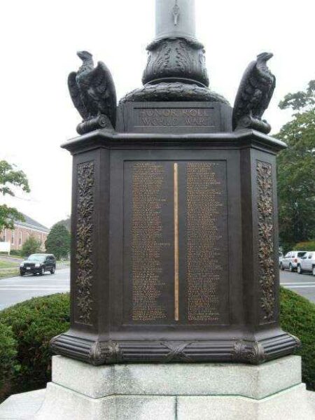 SWAMPSCOTT WORLD WAR MEMORIAL ORNATE FLAGSTAFF BASE SIDE A