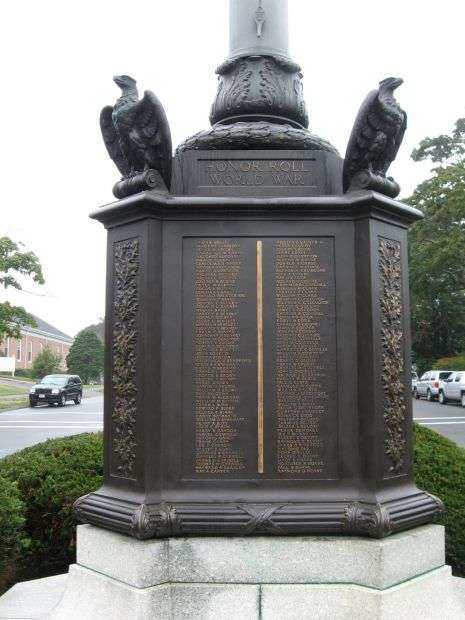 SWAMPSCOTT WORLD WAR MEMORIAL ORNATE FLAGSTAFF BASE SIDE A