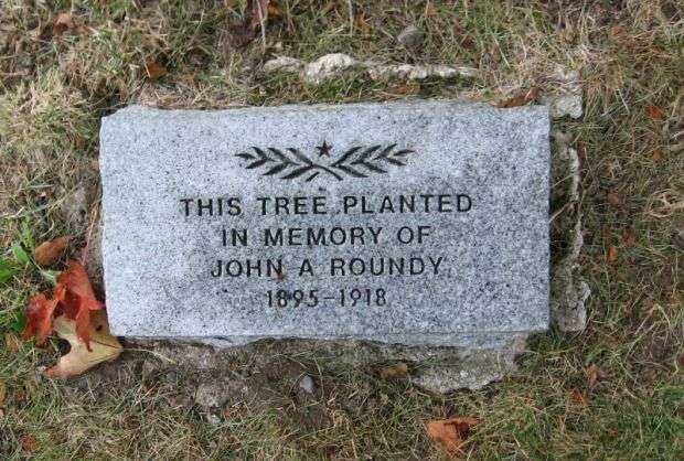 JOHN A ROUNDY WAR MEMORIAL TREE STONE