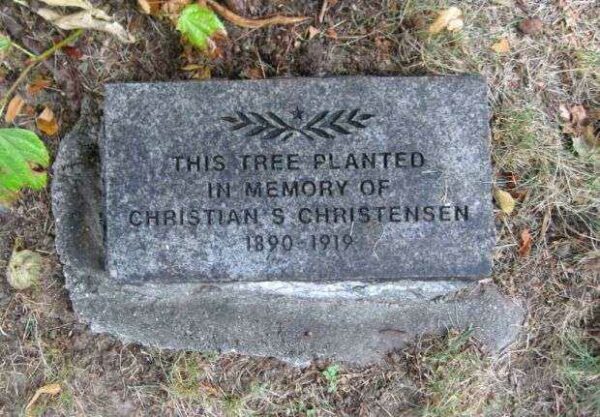 CHRISTIAN S CHRISTENSEN WAR MEMORIAL TREE STONE