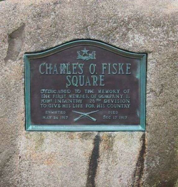 CHARLES O. FISKE SQUARE MEMORIAL PLAQUE