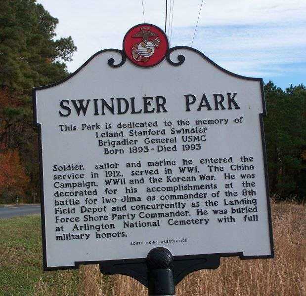 SWINDLER PARK WAR MEMORIAL MARKER
