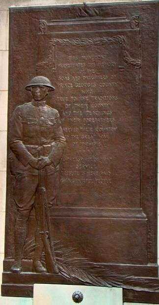 PRINCE GEORGE’S COUNTY WORLD WAR I MEMORIAL PLAQUE A