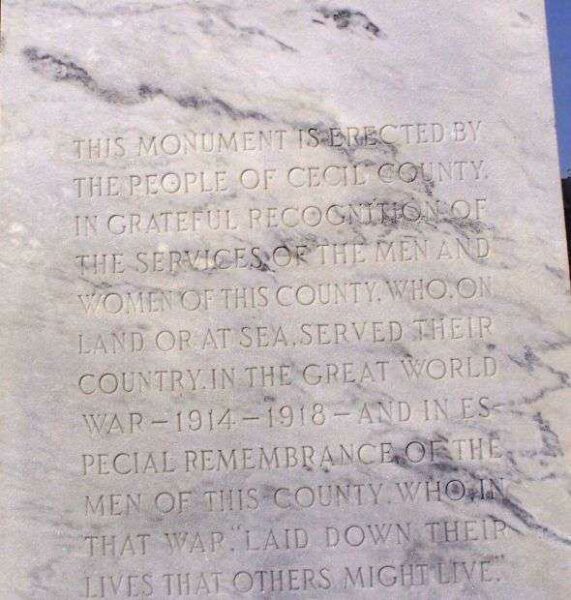 CECIL COUNTY WORLD WAR I MONUMENT DEDICATION STONE