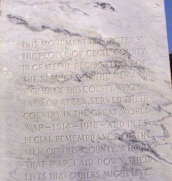 CECIL COUNTY WORLD WAR I MONUMENT DEDICATION STONE