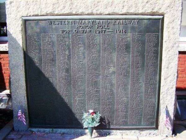 WESTERN MARYLAND RAILWAY MEMORIAL HONOR ROLL PLAQUE