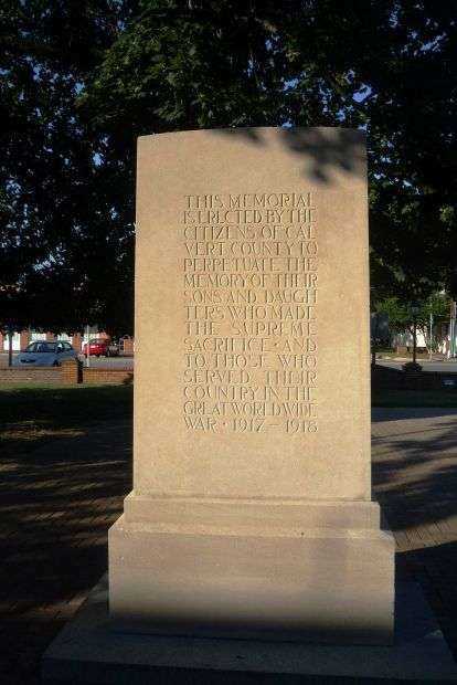 CALVERT COUNTY WORLD WAR MEMORIAL BACK