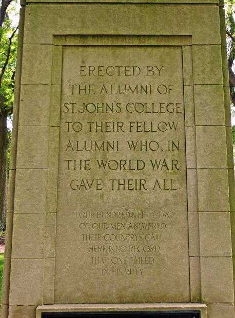 ST. JOHN’S COLLEGE ALUMNI WORLD WAR I MEMORIAL DEDICATION STONE