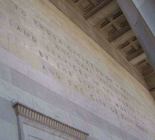 BALTIMORE MARYLAND WORLD WAR MEMORIAL BUILDING DEDICATION STONE