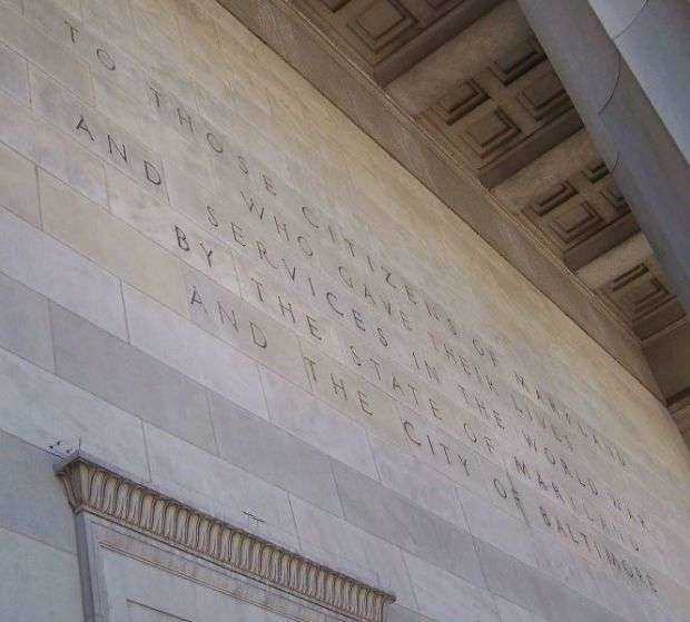 BALTIMORE MARYLAND WORLD WAR MEMORIAL BUILDING DEDICATION STONE
