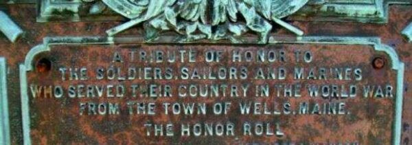 TOWN OF WELLS WORLD WAR MEMORIAL PLAQUE