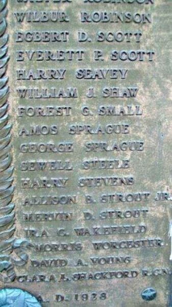 HARRINGTON WORLD WAR MEMORIAL PLAQUE D