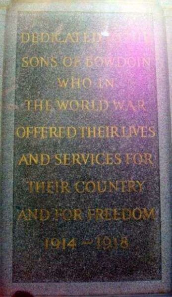 BOWDOIN COLLEGE WORLD WAR I MEMORIAL FLAGPOLE STONE A