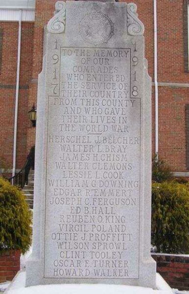 MONROE COUNTY WORLD WAR I MEMORIAL DEDICATION STONE