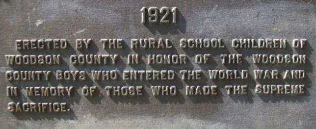 WOODSON COUNTY RURAL SCHOOL CHILDREN’S WORLD WAR MEMORIAL PLAQUE A