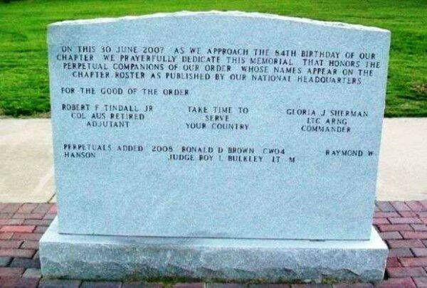 TOPEKA CHAPTER OF THE MILITARY ORDER OF THE WORLD WARS MEMORIAL BACK