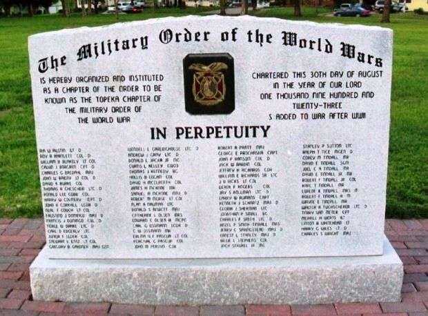 TOPEKA CHAPTER OF THE MILITARY ORDER OF THE WORLD WARS MEMORIAL FRONT