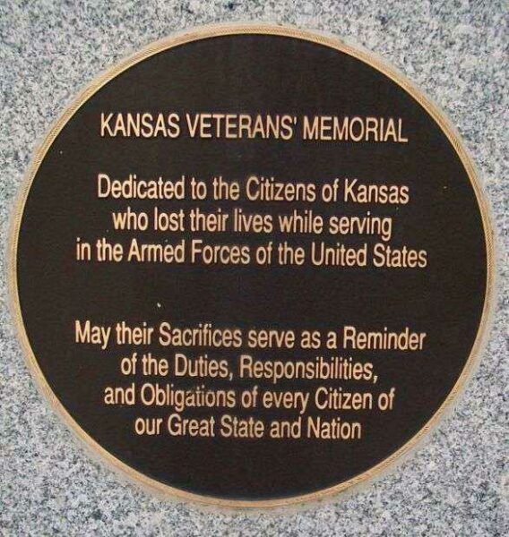 KANSAS VETERANS’ MEMORIAL PLAQUE