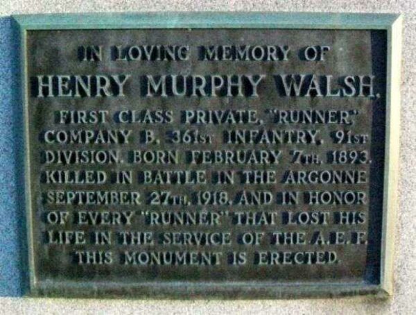 HENRY MURPHY WALSH AND EVERY “RUNNER” WAR MEMORIAL PLAQUE