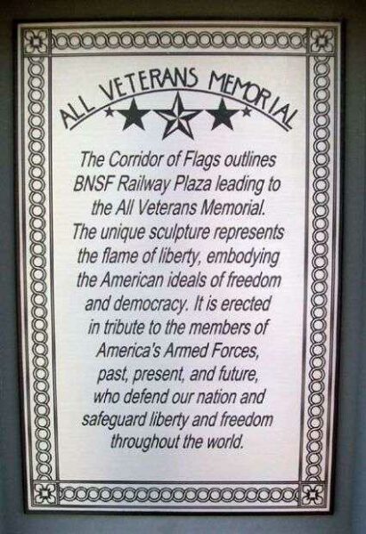 TOPEKA ALL VETERANS MEMORIAL PLAQUE A