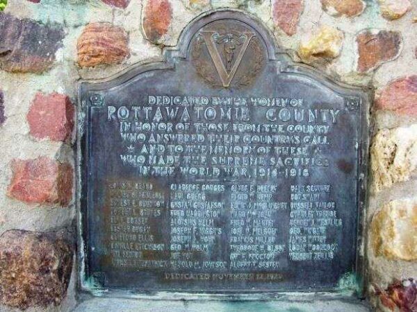 POTTAWATOMIE COUNTY WORLD WAR MEMORIAL PLAQUE