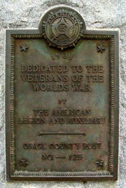 AMERICAN LEGION POST NO. 125 WORLD WAR MEMORIAL PLAQUE