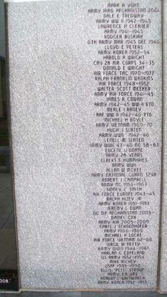 ERIE VETERANS MEMORIAL HONOR ROLL STONE G